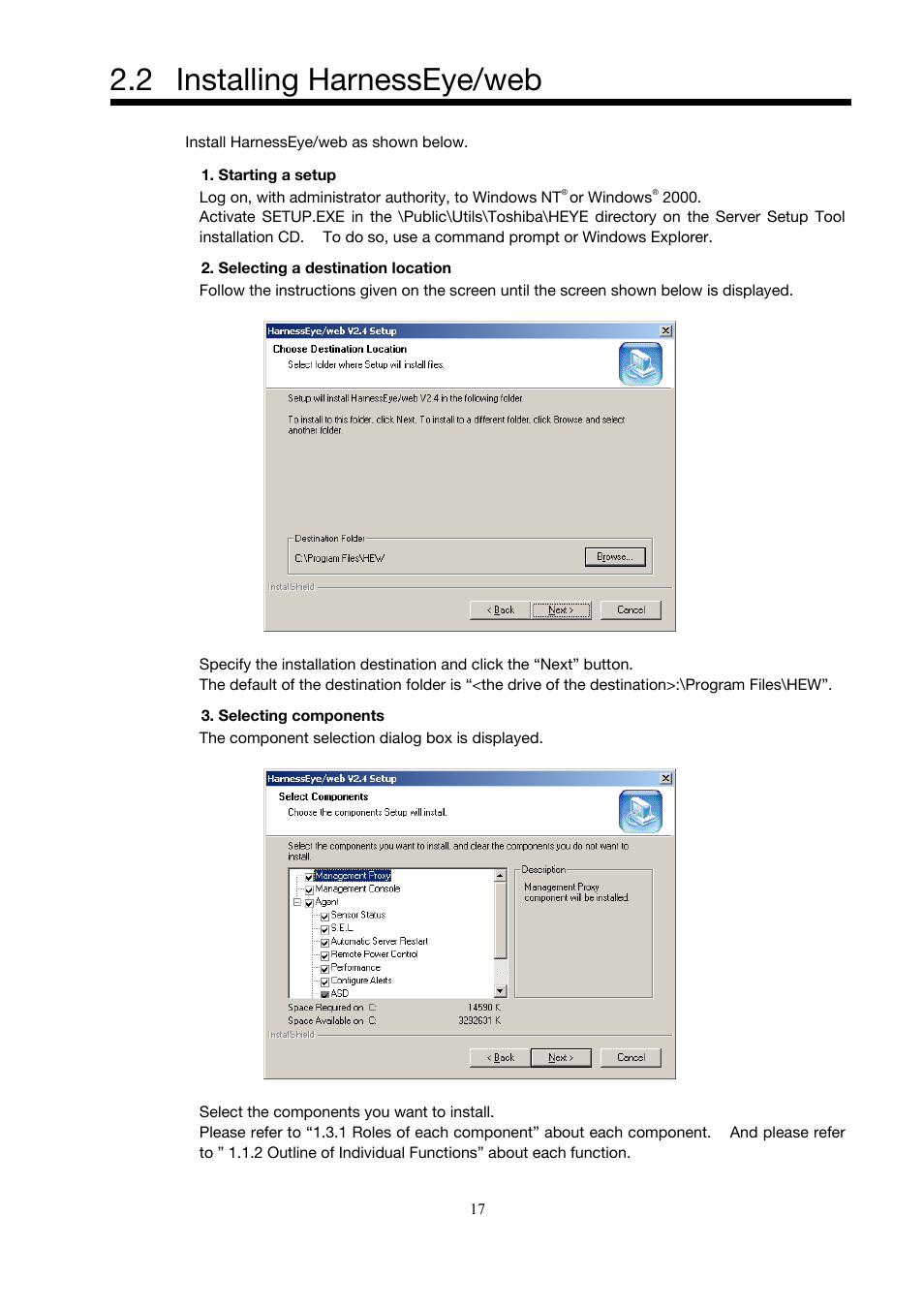 Installing harnesseye/web, 2 installing harnesseye/web | Toshiba Magnia Z500 User Manual | Page 27 / 146