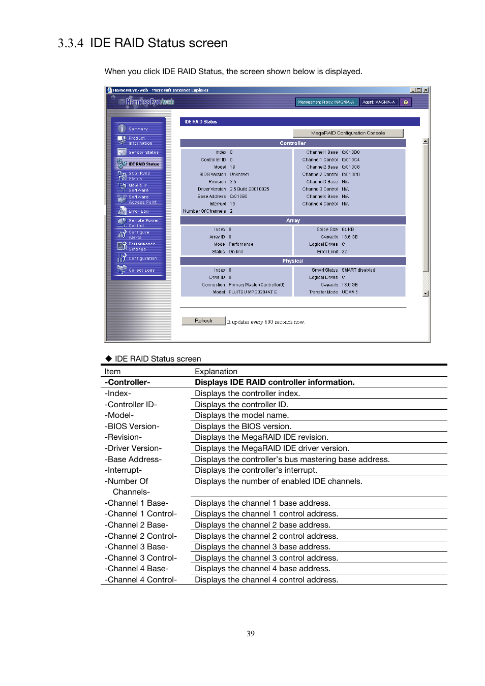 Ide raid status screen, 4 ide raid status screen), 4 ide raid status screen | Toshiba Magnia Z500 User Manual | Page 49 / 146