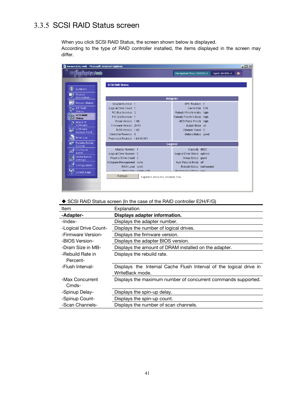 Scsi raid status screen, 5 scsi raid status screen), 5 scsi raid status screen | Toshiba Magnia Z500 User Manual | Page 51 / 146