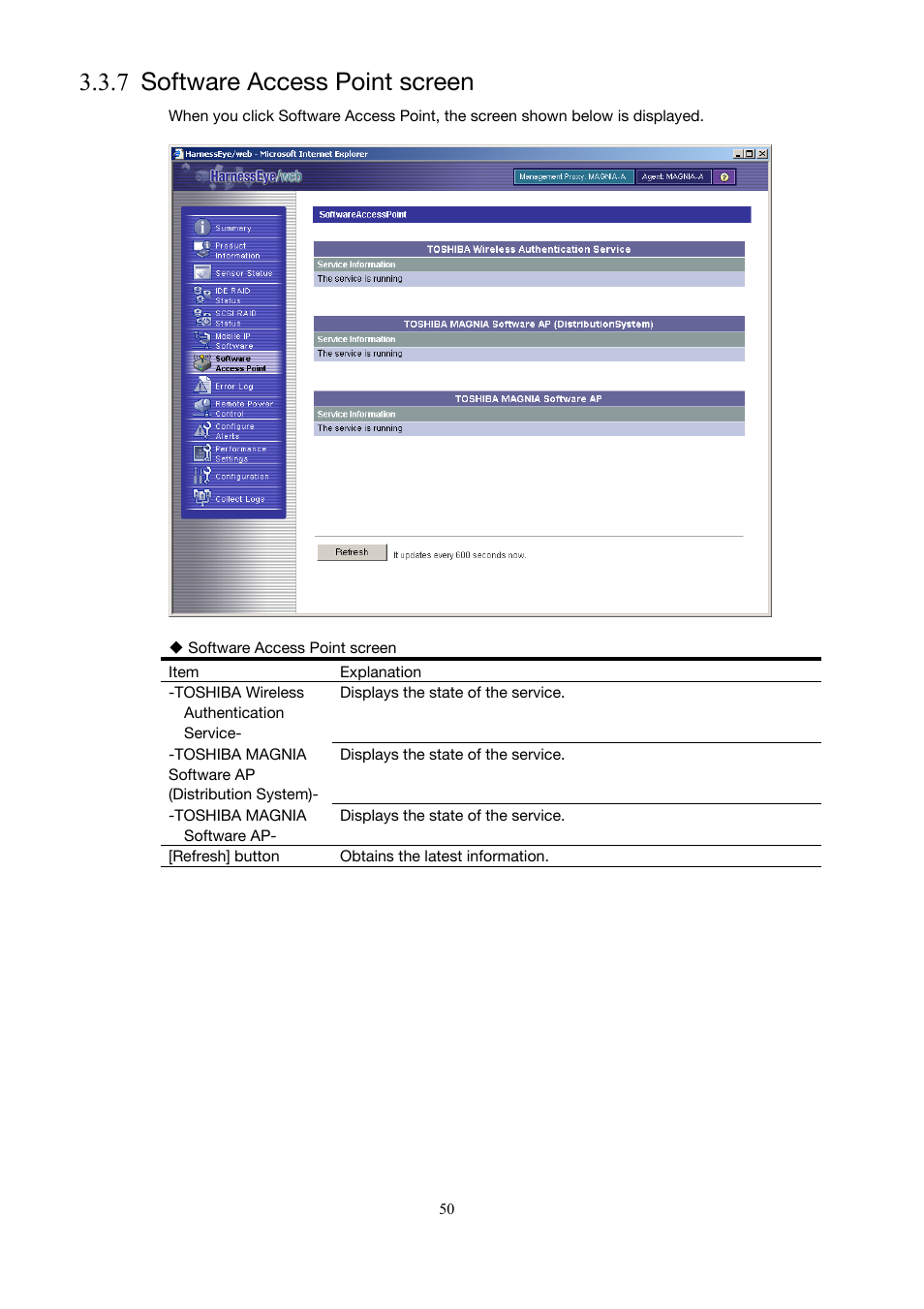 Software access point screen, 7 software access point screen), 7 software access point screen | Toshiba Magnia Z500 User Manual | Page 60 / 146