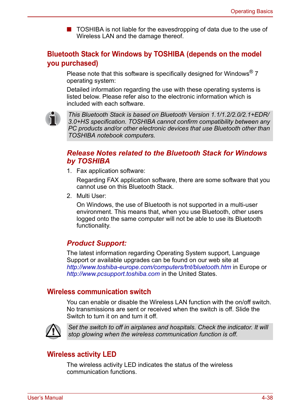 Wireless communication switch, Wireless activity led | Toshiba Qosmio X500 User Manual | Page 112 / 204