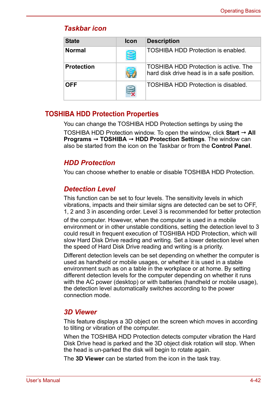 Toshiba hdd protection properties | Toshiba Qosmio X500 User Manual | Page 116 / 204