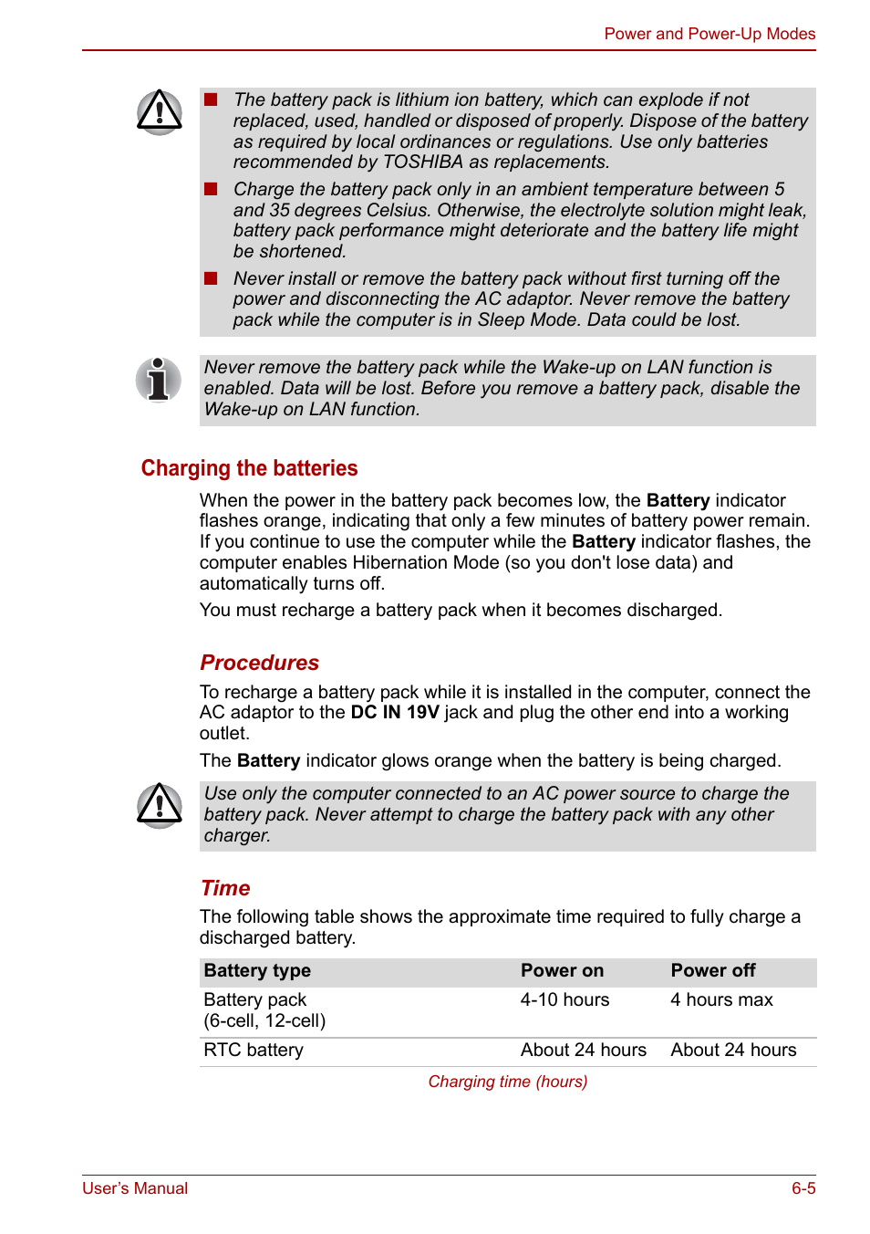 Charging the batteries | Toshiba Qosmio X500 User Manual | Page 126 / 204