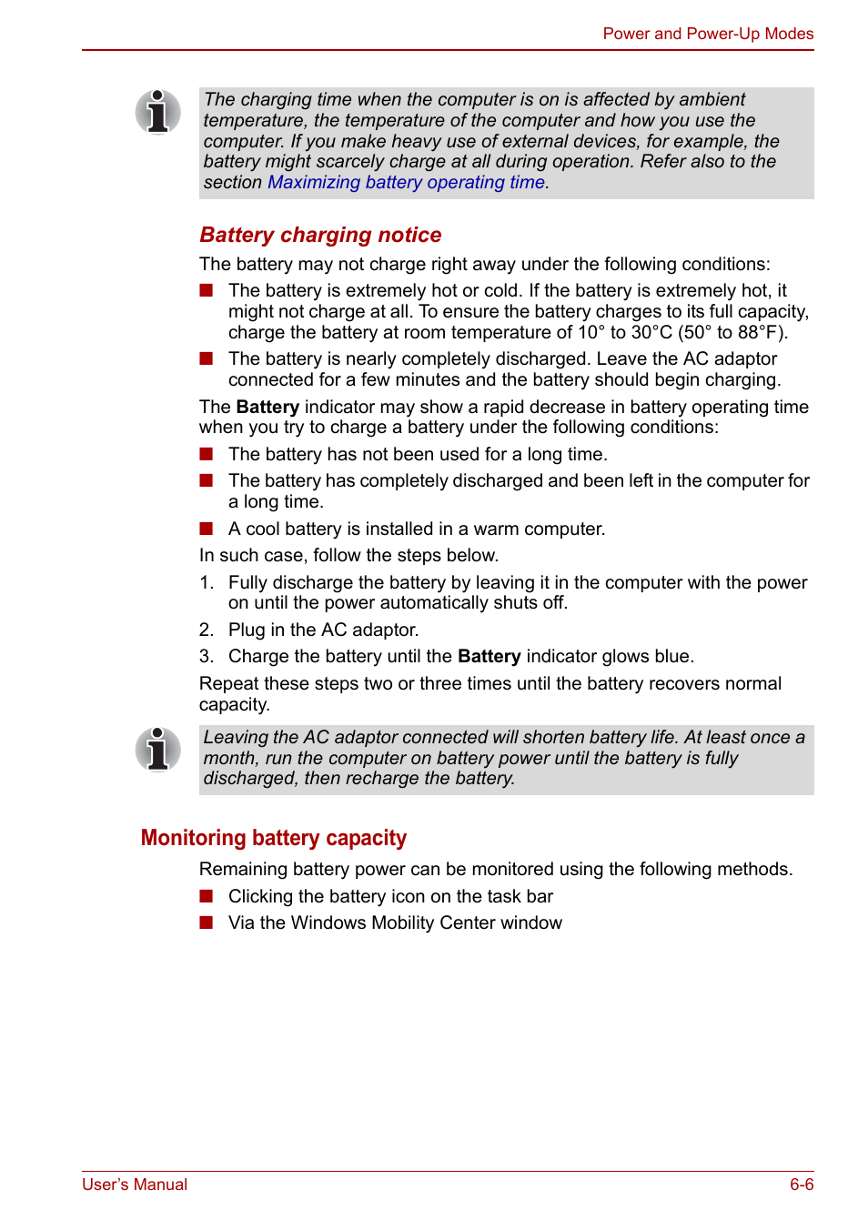 Monitoring battery capacity | Toshiba Qosmio X500 User Manual | Page 127 / 204