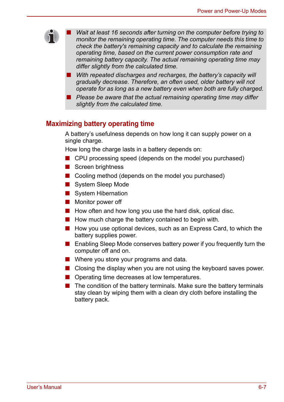 Maximizing battery operating time | Toshiba Qosmio X500 User Manual | Page 128 / 204