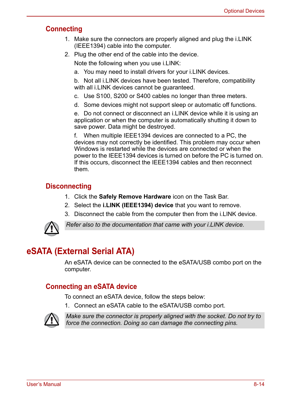 Esata (external serial ata), Esata (external serial ata) -14 | Toshiba Qosmio X500 User Manual | Page 151 / 204