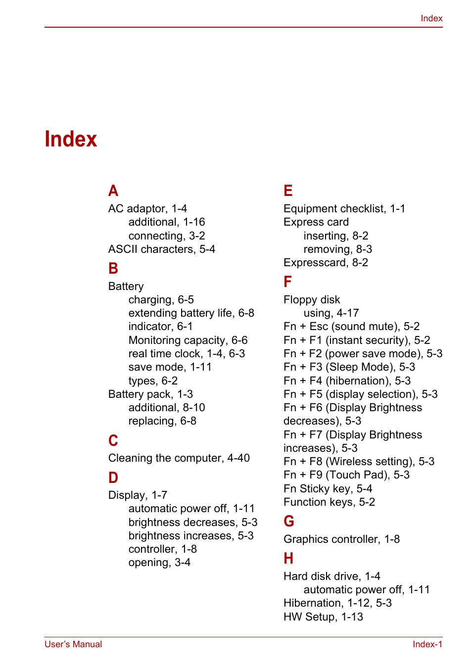 Index | Toshiba Qosmio X500 User Manual | Page 202 / 204