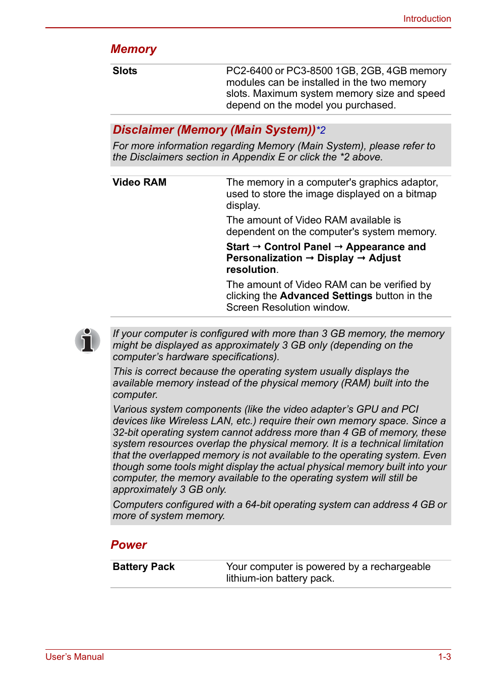 Toshiba Qosmio X500 User Manual | Page 26 / 204