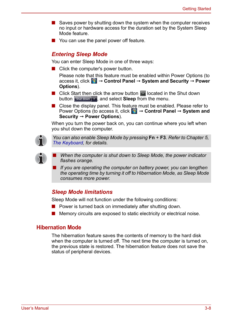 Hibernation mode | Toshiba Qosmio X500 User Manual | Page 68 / 204