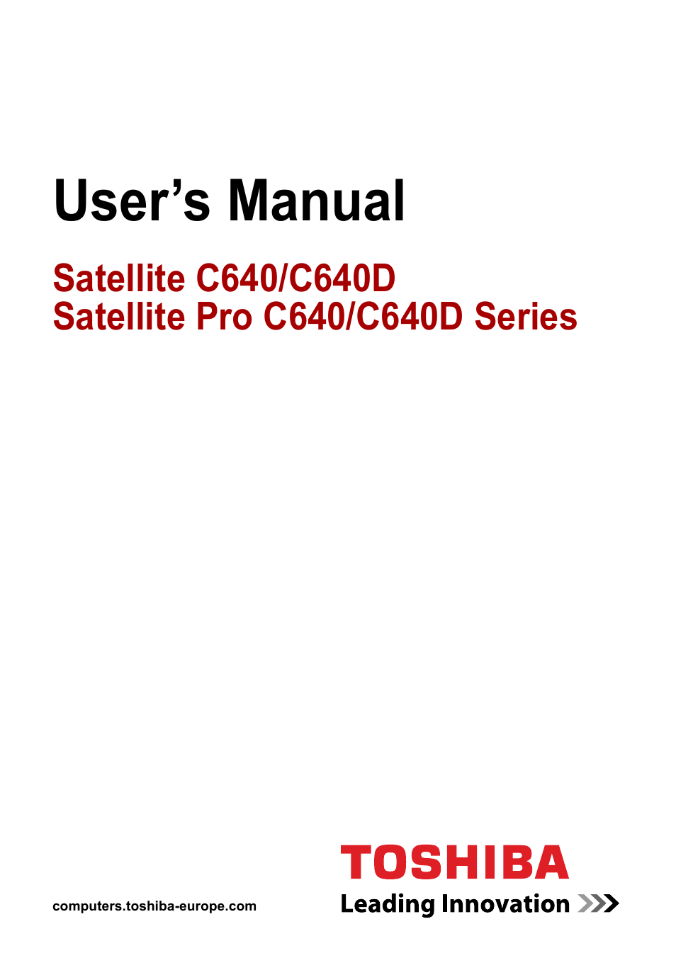 Toshiba Satellite C640 User Manual | 169 pages