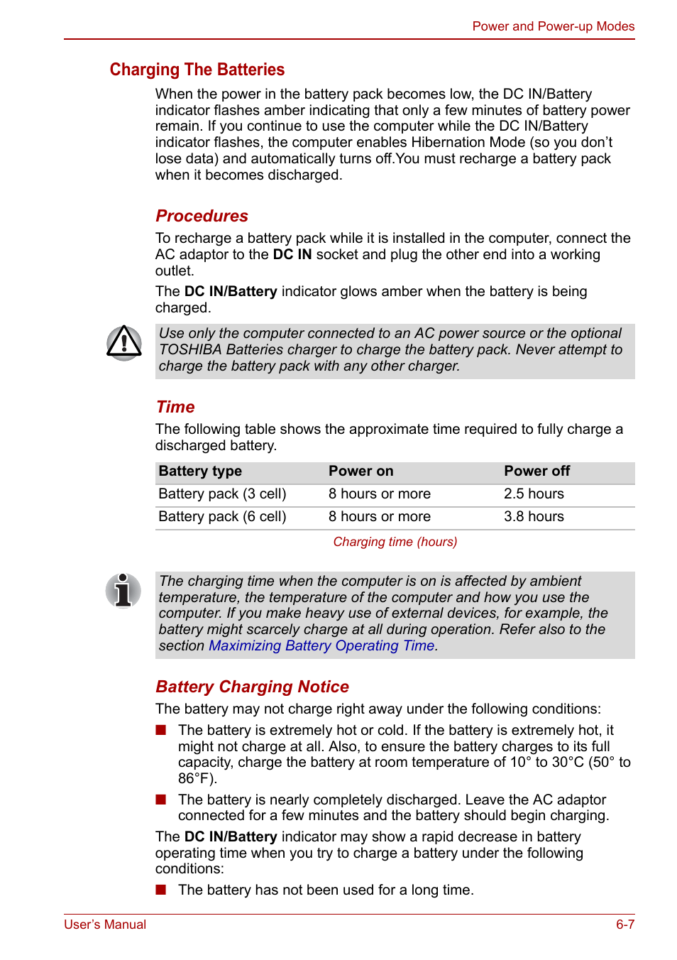 Charging the batteries | Toshiba Satellite C640 User Manual | Page 112 / 169
