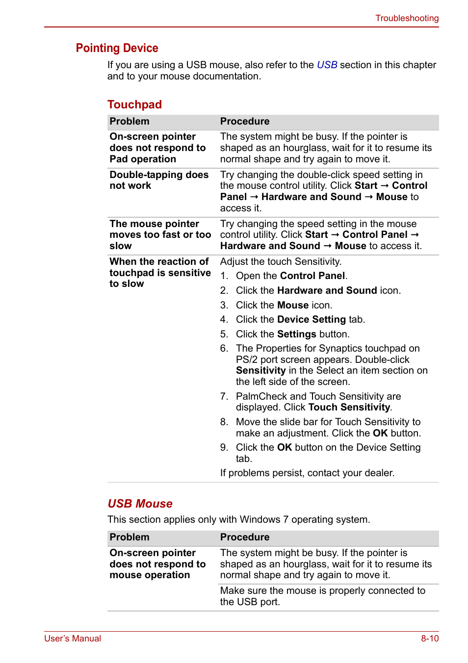 Pointing device | Toshiba Satellite C640 User Manual | Page 133 / 169
