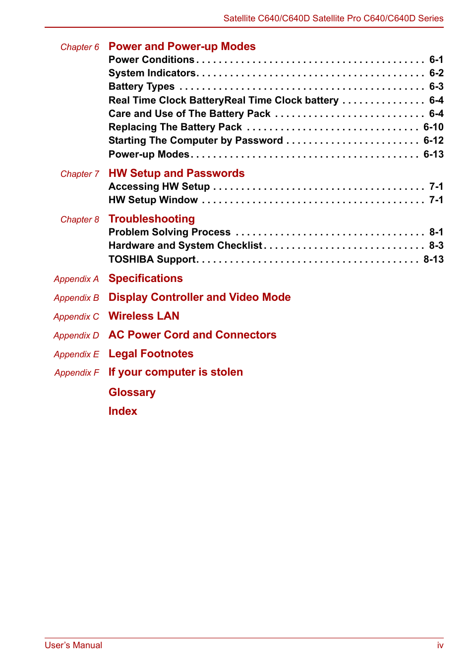 Toshiba Satellite C640 User Manual | Page 4 / 169