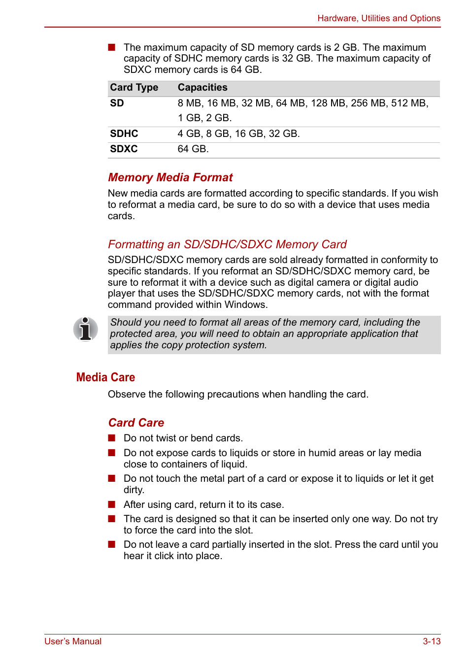 Media care | Toshiba Satellite C640 User Manual | Page 58 / 169