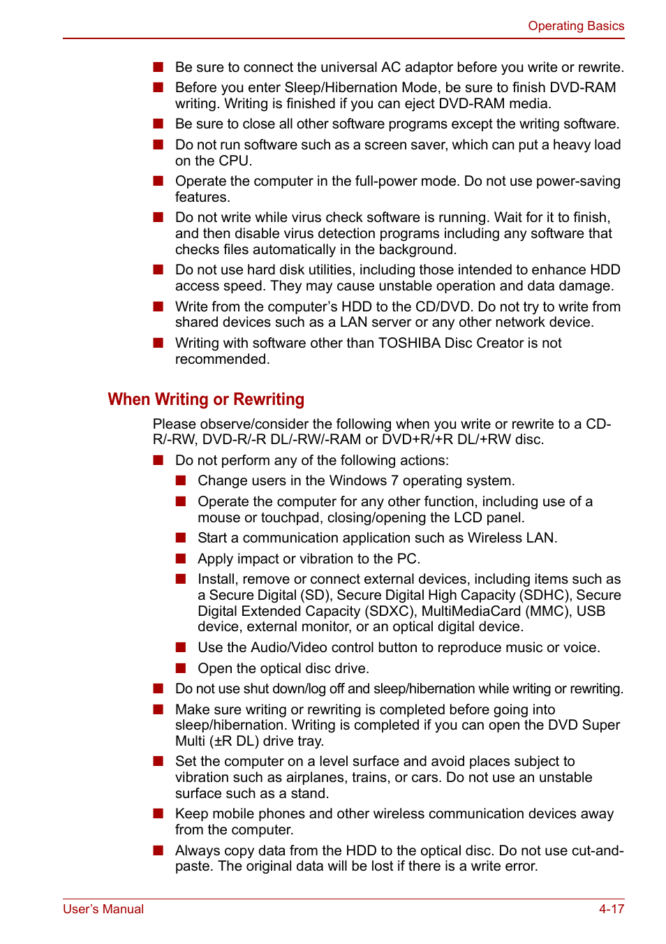 When writing or rewriting | Toshiba Satellite C640 User Manual | Page 84 / 169