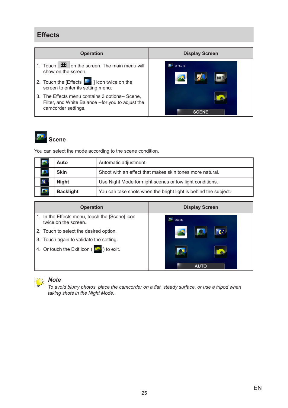 Effects | Toshiba Camileo S30 User Manual | Page 25 / 47