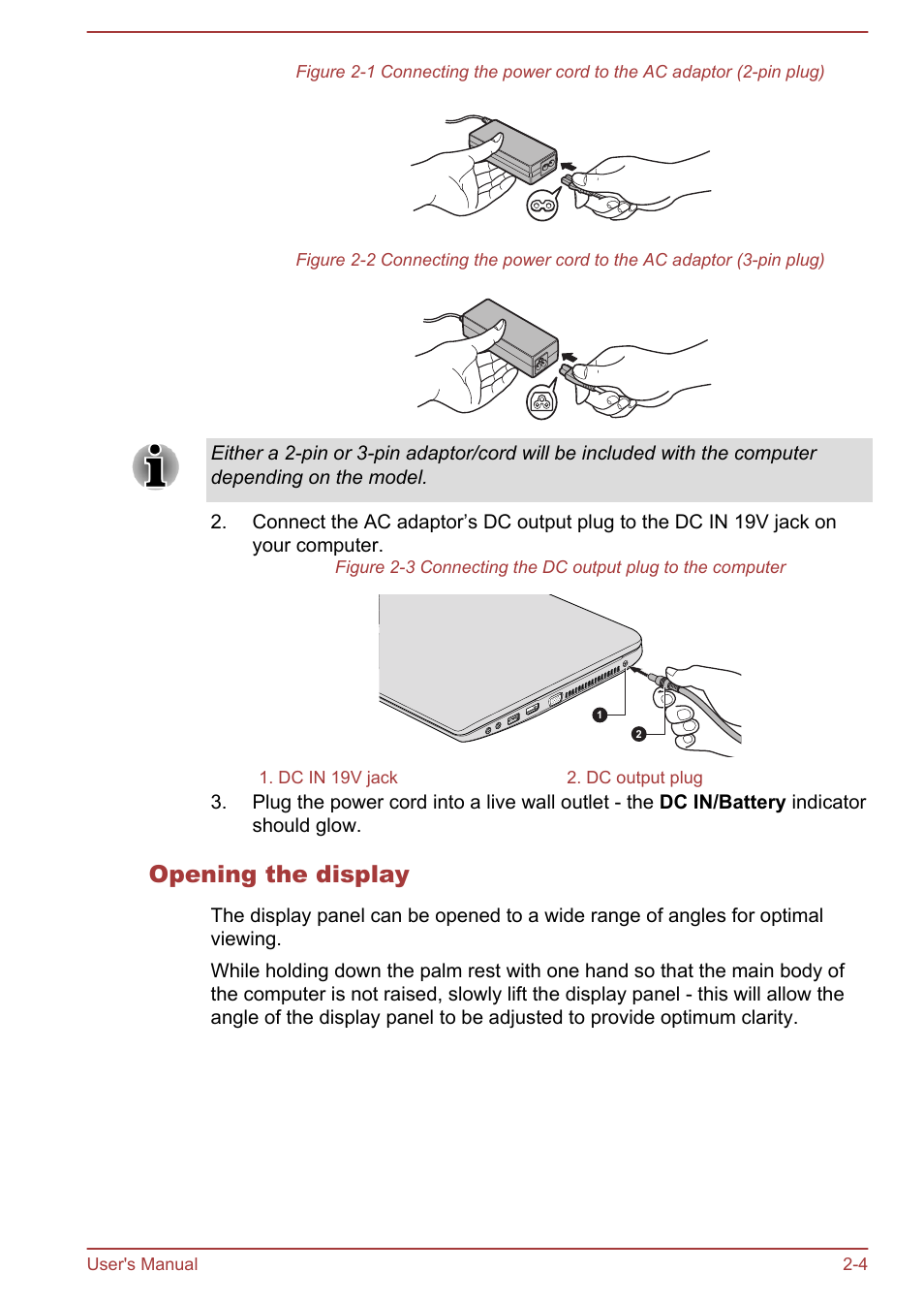 Opening the display | Toshiba Satellite Pro C40-A User Manual | Page 21 / 133