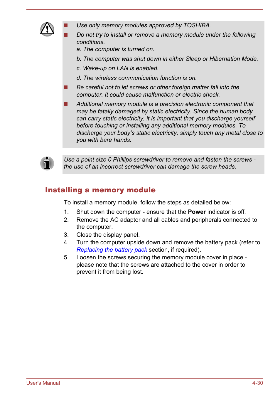 Installing a memory module | Toshiba Satellite Pro C40-A User Manual | Page 71 / 133