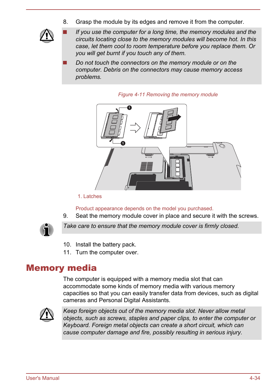 Memory media, Memory media -34 | Toshiba Satellite Pro C40-A User Manual | Page 75 / 133