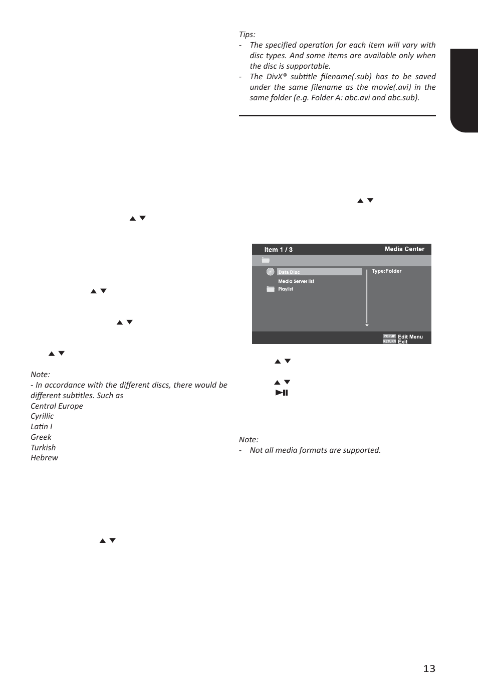 English 13 | Toshiba BDX2400 User Manual | Page 13 / 51