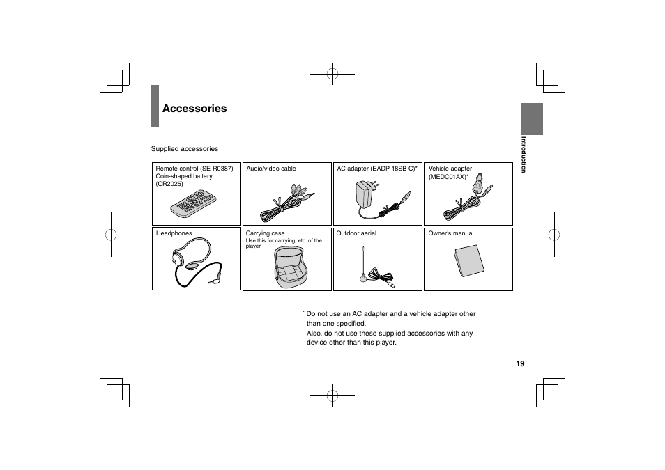 Accessories | Toshiba SDP74D User Manual | Page 19 / 76