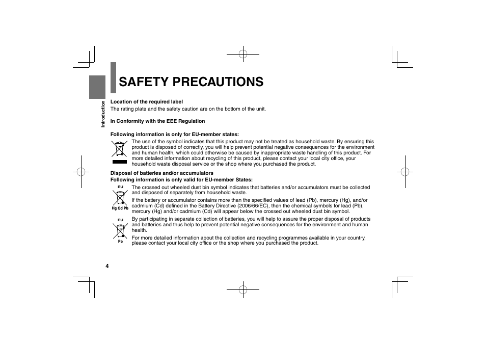 Safety precautions | Toshiba SDP74D User Manual | Page 4 / 76