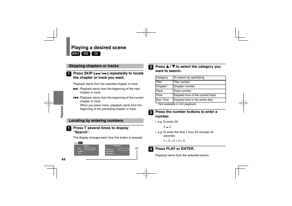 Playing a desired scene | Toshiba SDP74D User Manual | Page 44 / 76
