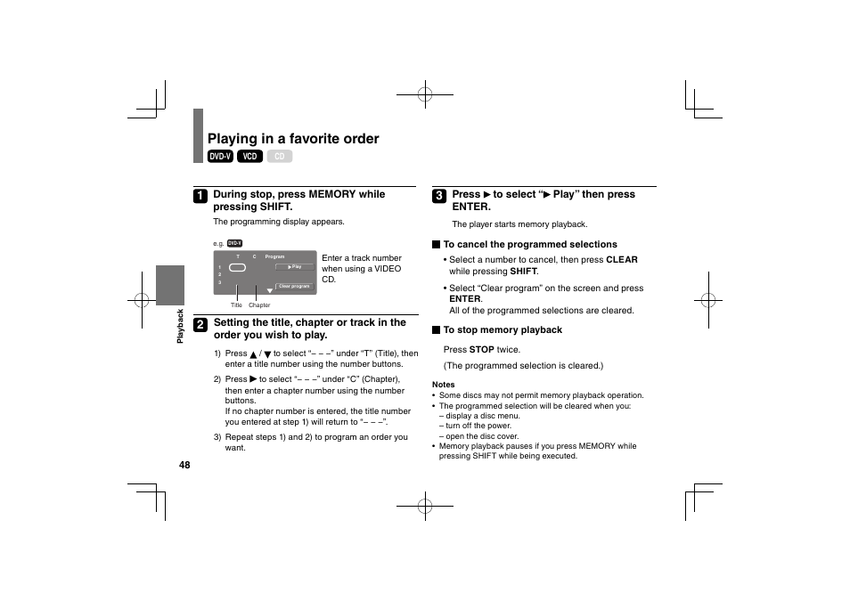 Playing in a favorite order | Toshiba SDP74D User Manual | Page 48 / 76