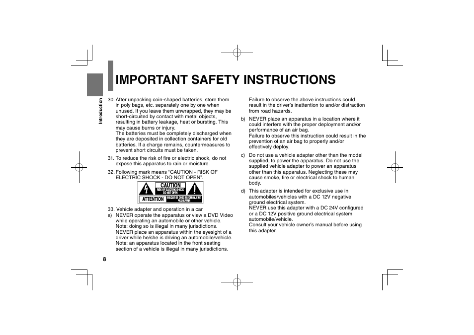 Important safety instructions | Toshiba SDP74D User Manual | Page 8 / 76