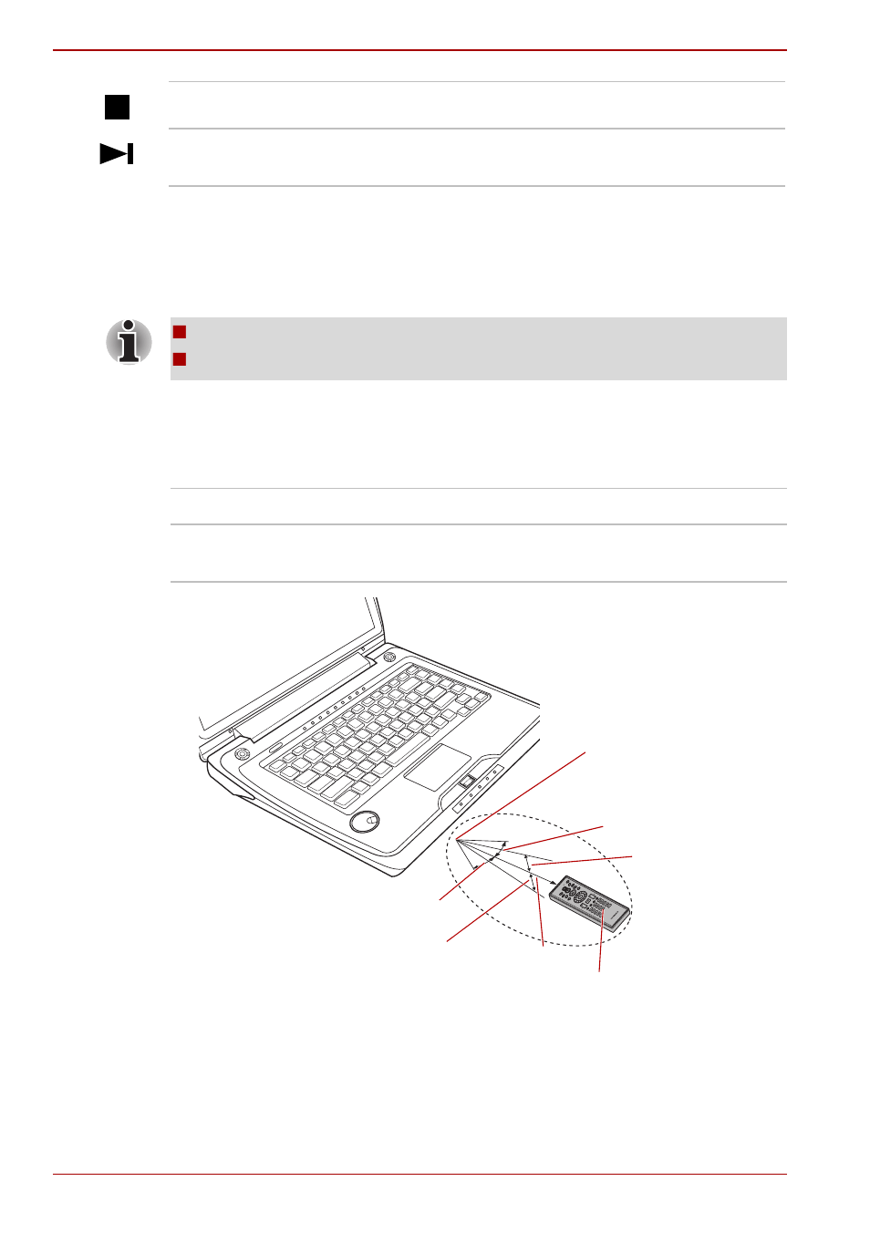 Using the remote controller, Using the remote controller -10, Operational range of the remote controller | Toshiba Qosmio F50 User Manual | Page 154 / 252