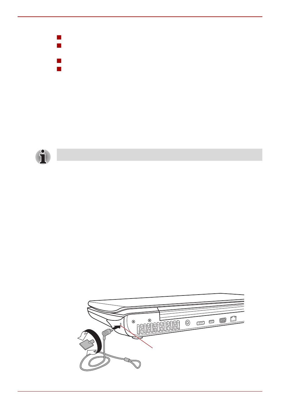 Security lock, Security lock -20, Disconnecting the i.link (ieee1394) cable | Connecting the security lock | Toshiba Qosmio F50 User Manual | Page 182 / 252