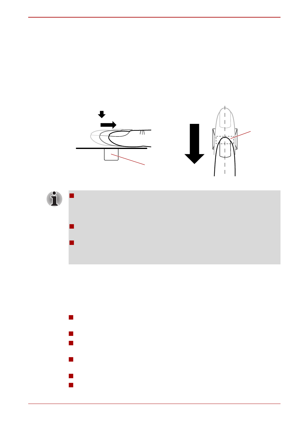 How to swipe your finger | Toshiba Qosmio F50 User Manual | Page 73 / 252