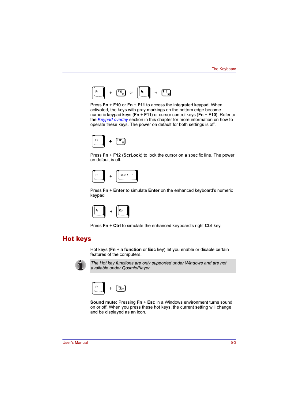 Hot keys, Hot keys -3 | Toshiba Qosmio G10 User Manual | Page 108 / 235