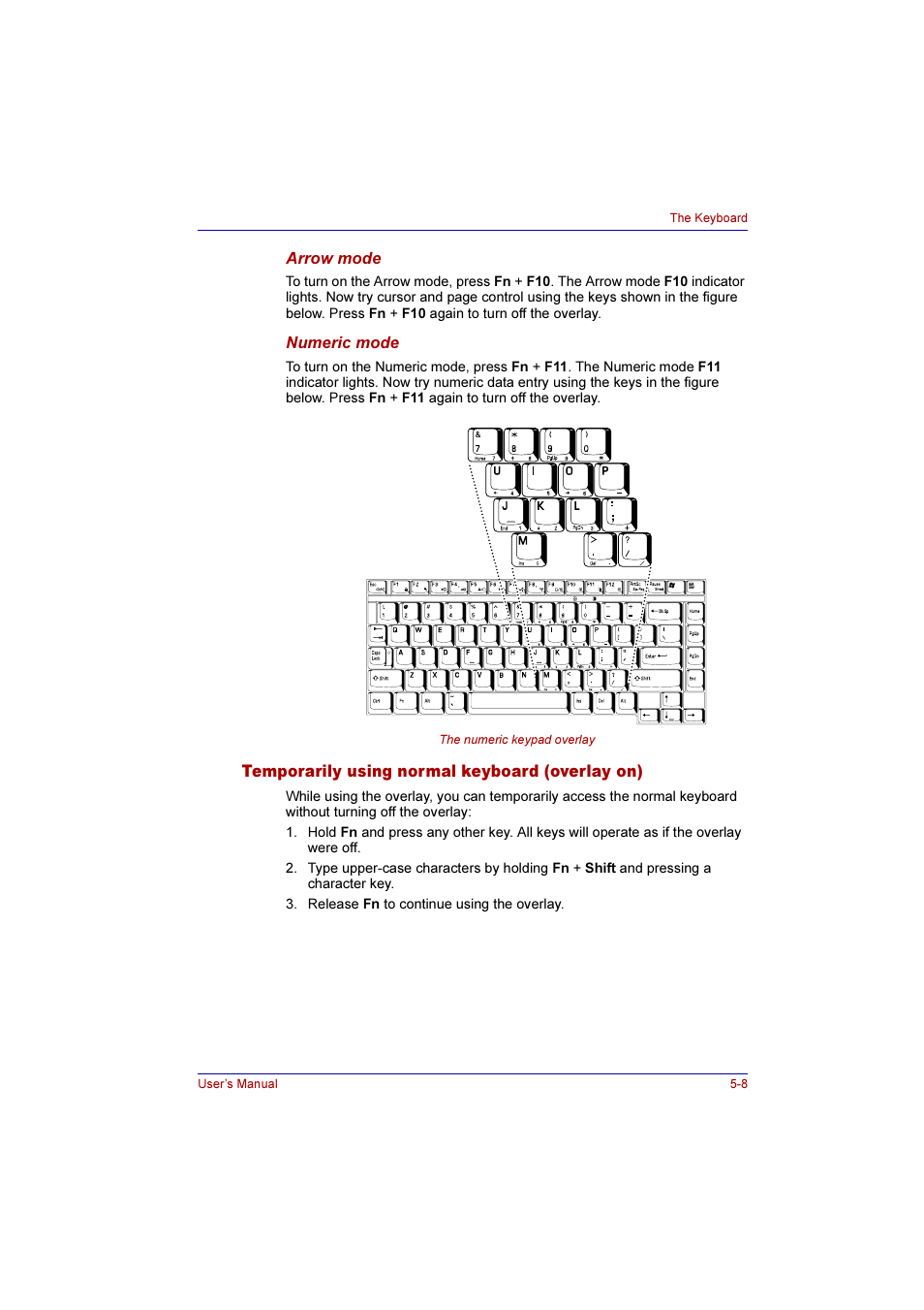 Temporarily using normal keyboard (overlay on), Temporarily using normal keyboard (overlay on) -8 | Toshiba Qosmio G10 User Manual | Page 113 / 235