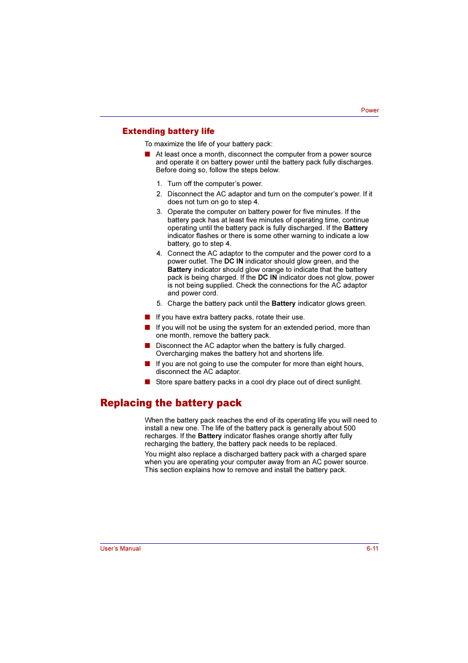 Extending battery life, Replacing the battery pack, Extending battery life -11 | Replacing the battery pack -11 | Toshiba Qosmio G10 User Manual | Page 125 / 235