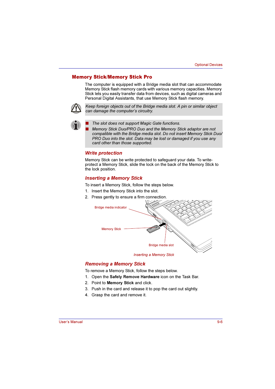 Memory stick/memory stick pro, Memory stick/memory stick pro -6 | Toshiba Qosmio G10 User Manual | Page 165 / 235