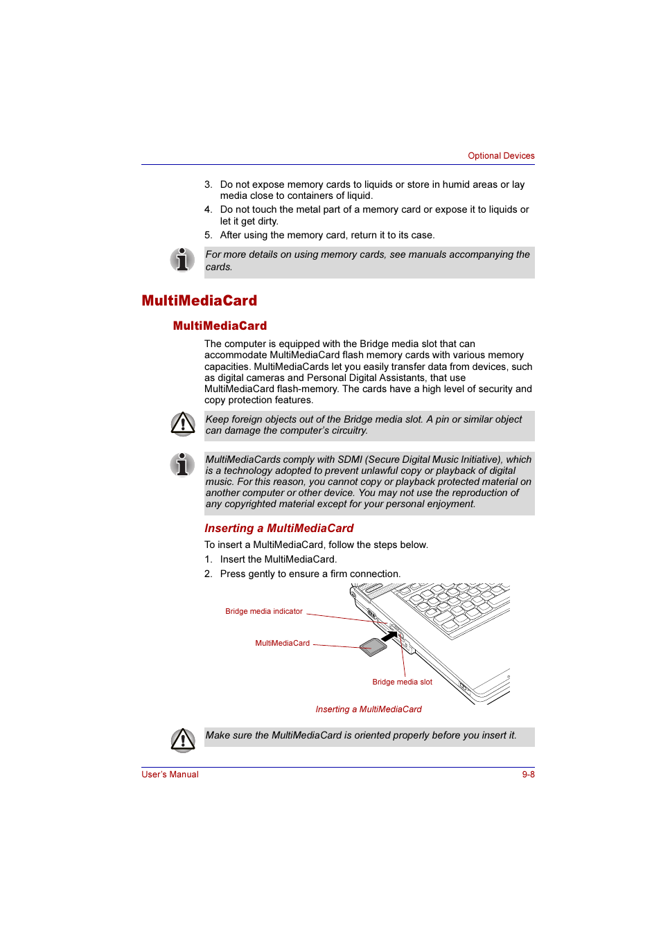 Multimediacard, Multimediacard -8 | Toshiba Qosmio G10 User Manual | Page 167 / 235