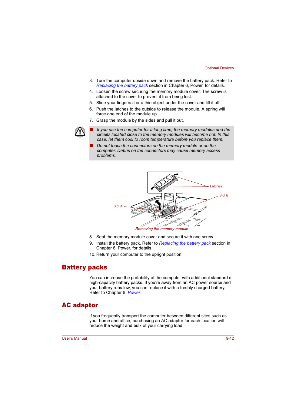 Battery packs, Ac adaptor, Battery packs -12 | Ac adaptor -12 | Toshiba Qosmio G10 User Manual | Page 171 / 235