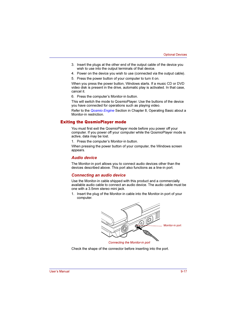 Exiting the qosmioplayer mode, Exiting the qosmioplayer mode -17 | Toshiba Qosmio G10 User Manual | Page 176 / 235