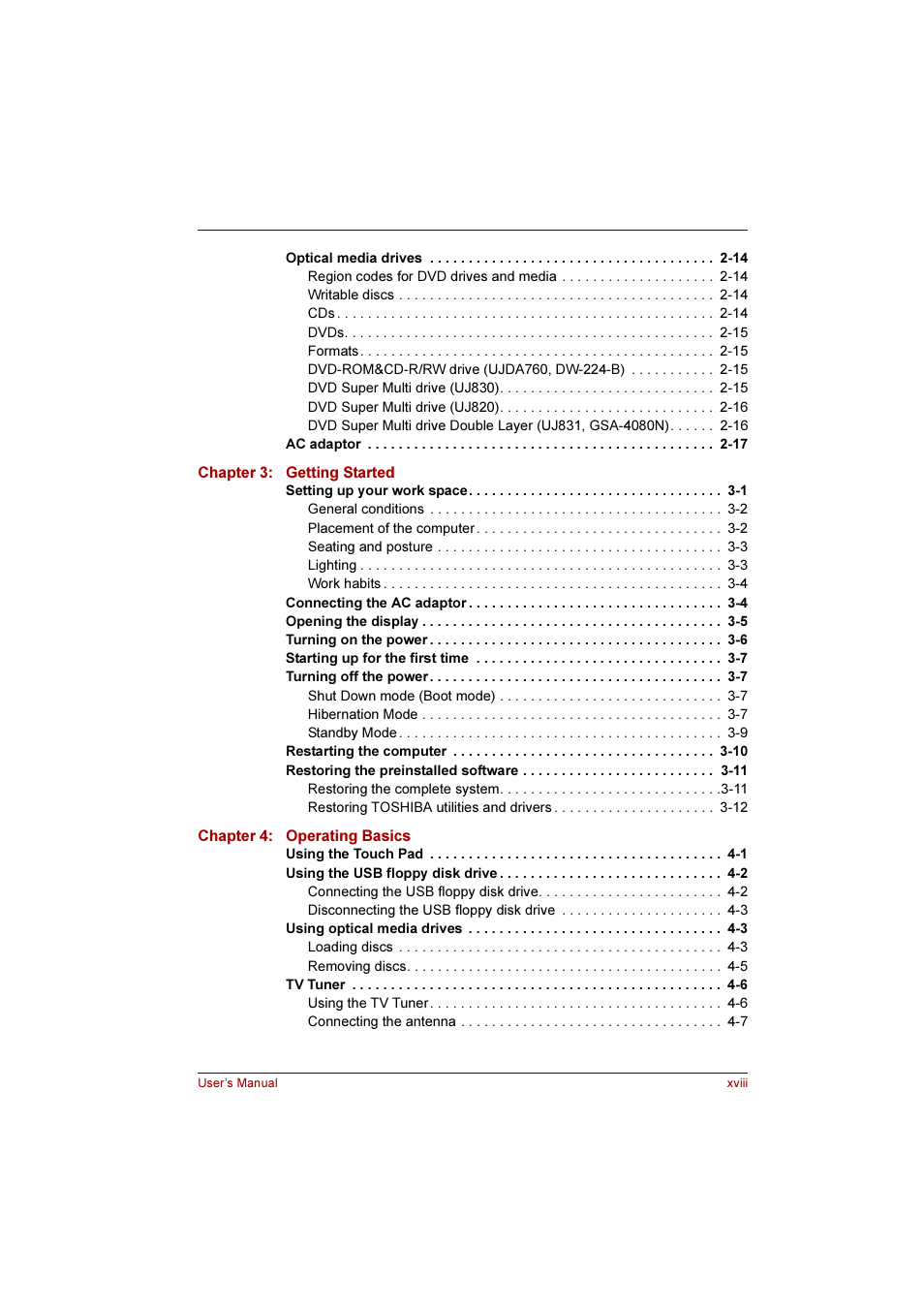 Toshiba Qosmio G10 User Manual | Page 18 / 235