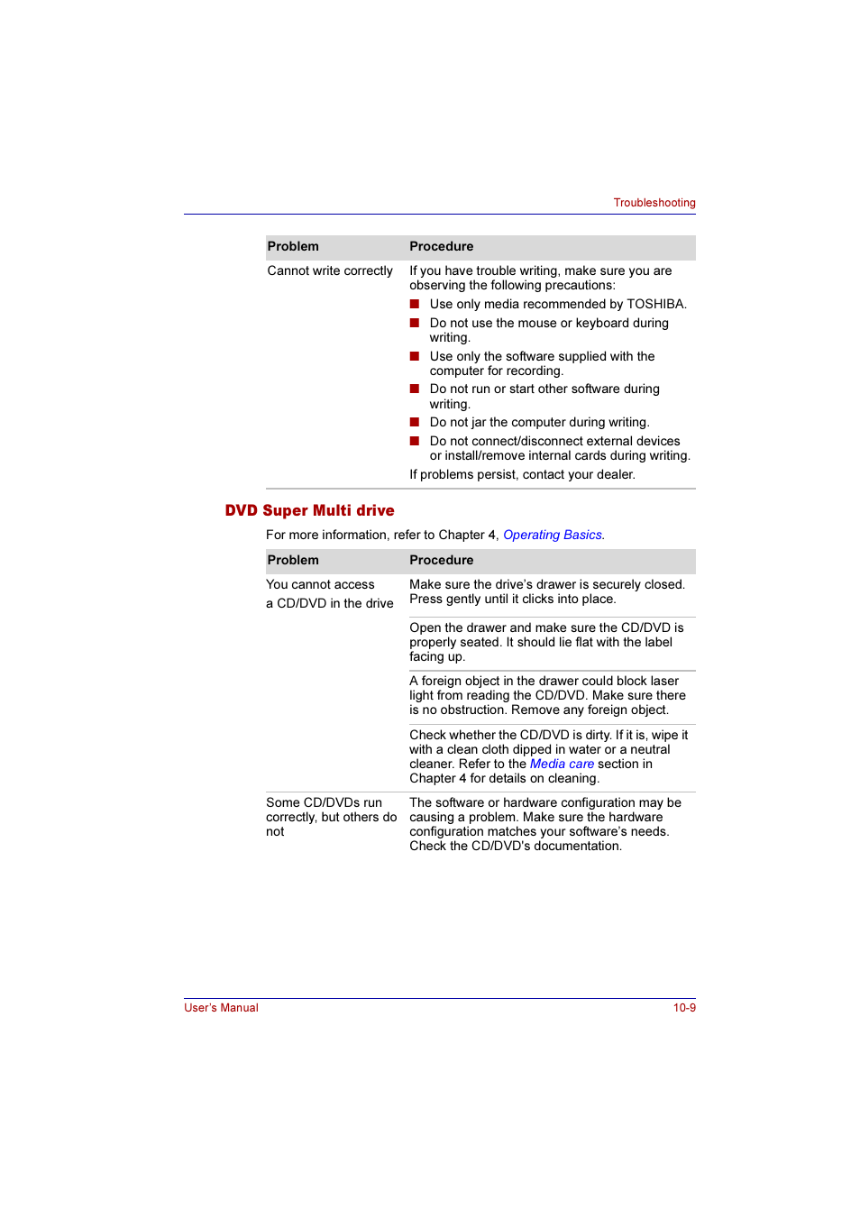 Dvd super multi drive, Dvd super multi drive -9 | Toshiba Qosmio G10 User Manual | Page 189 / 235