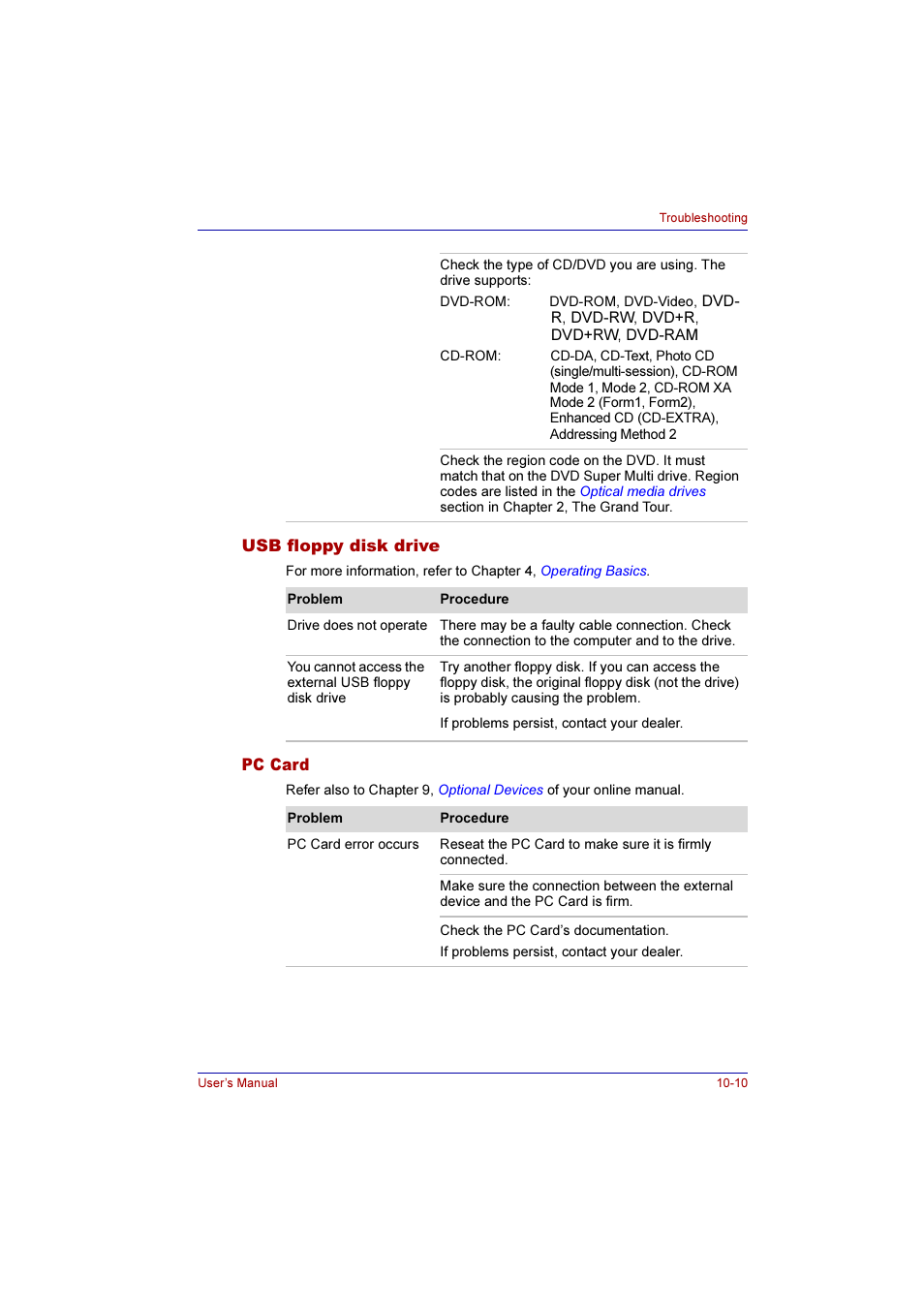 Usb floppy disk drive, Pc card, Usb floppy disk drive -10 pc card -10 | Toshiba Qosmio G10 User Manual | Page 190 / 235