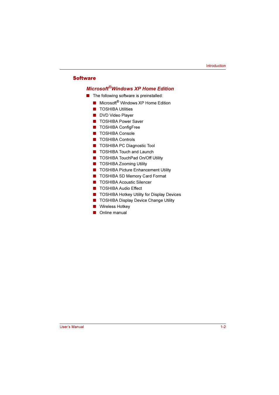 Software, Software -2 | Toshiba Qosmio G10 User Manual | Page 35 / 235