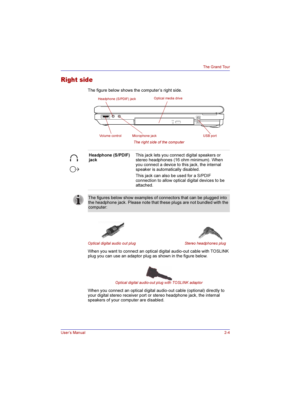 Right side, Right side -4 | Toshiba Qosmio G10 User Manual | Page 52 / 235