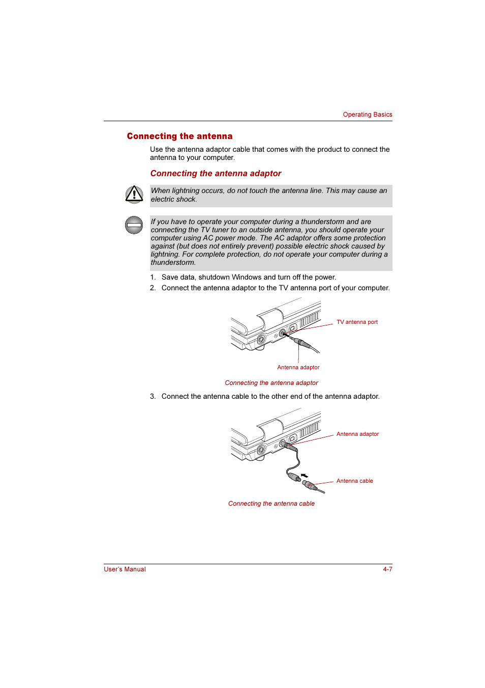 Connecting the antenna, Connecting the antenna -7 | Toshiba Qosmio G10 User Manual | Page 84 / 235