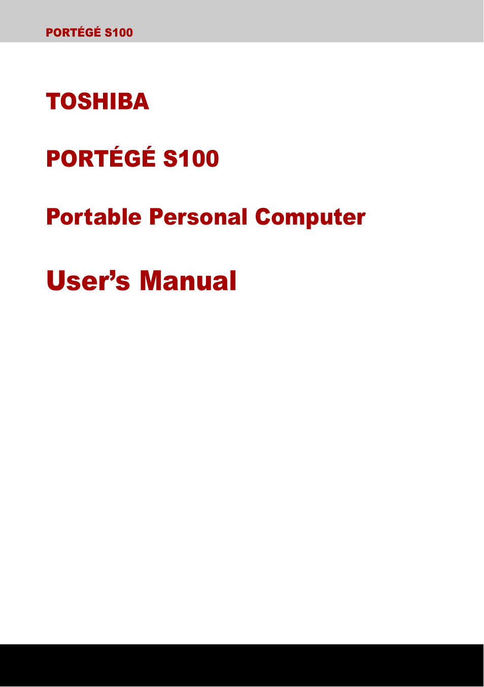 Toshiba Portege S100 User Manual | 216 pages