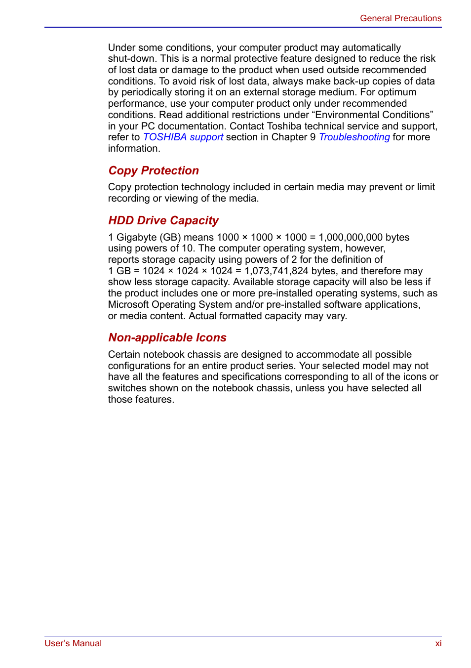 Toshiba Portege S100 User Manual | Page 11 / 216