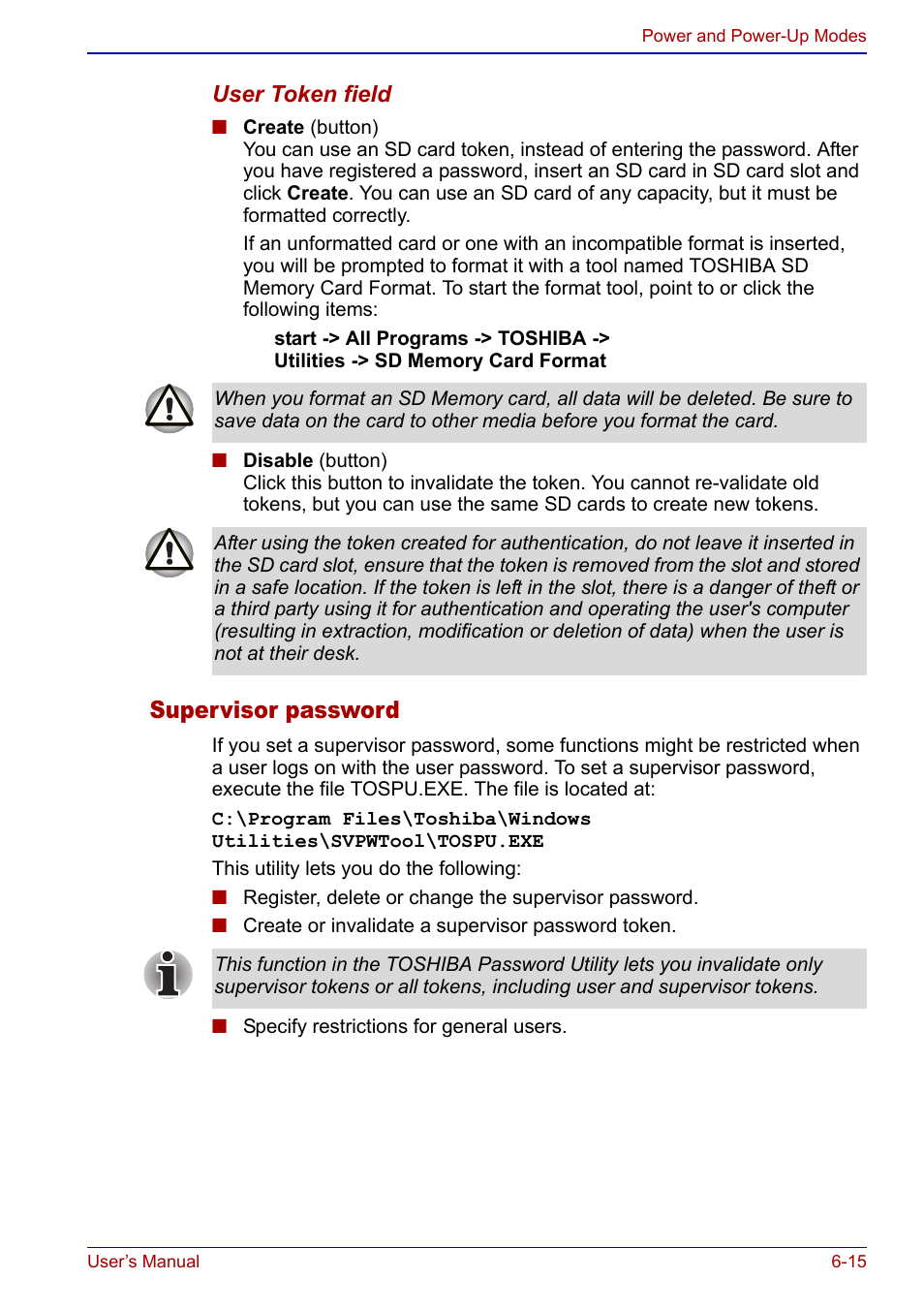 Supervisor password | Toshiba Portege S100 User Manual | Page 119 / 216