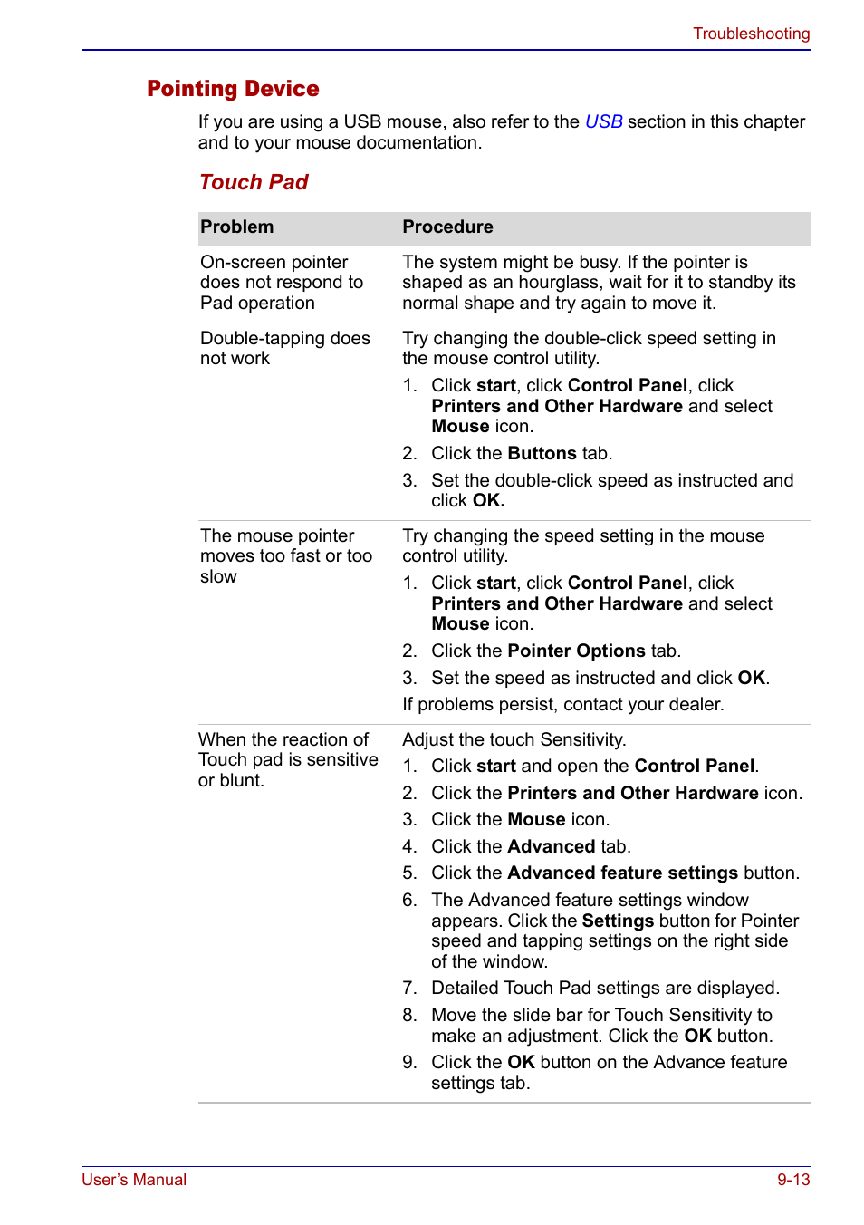 Pointing device | Toshiba Portege S100 User Manual | Page 163 / 216