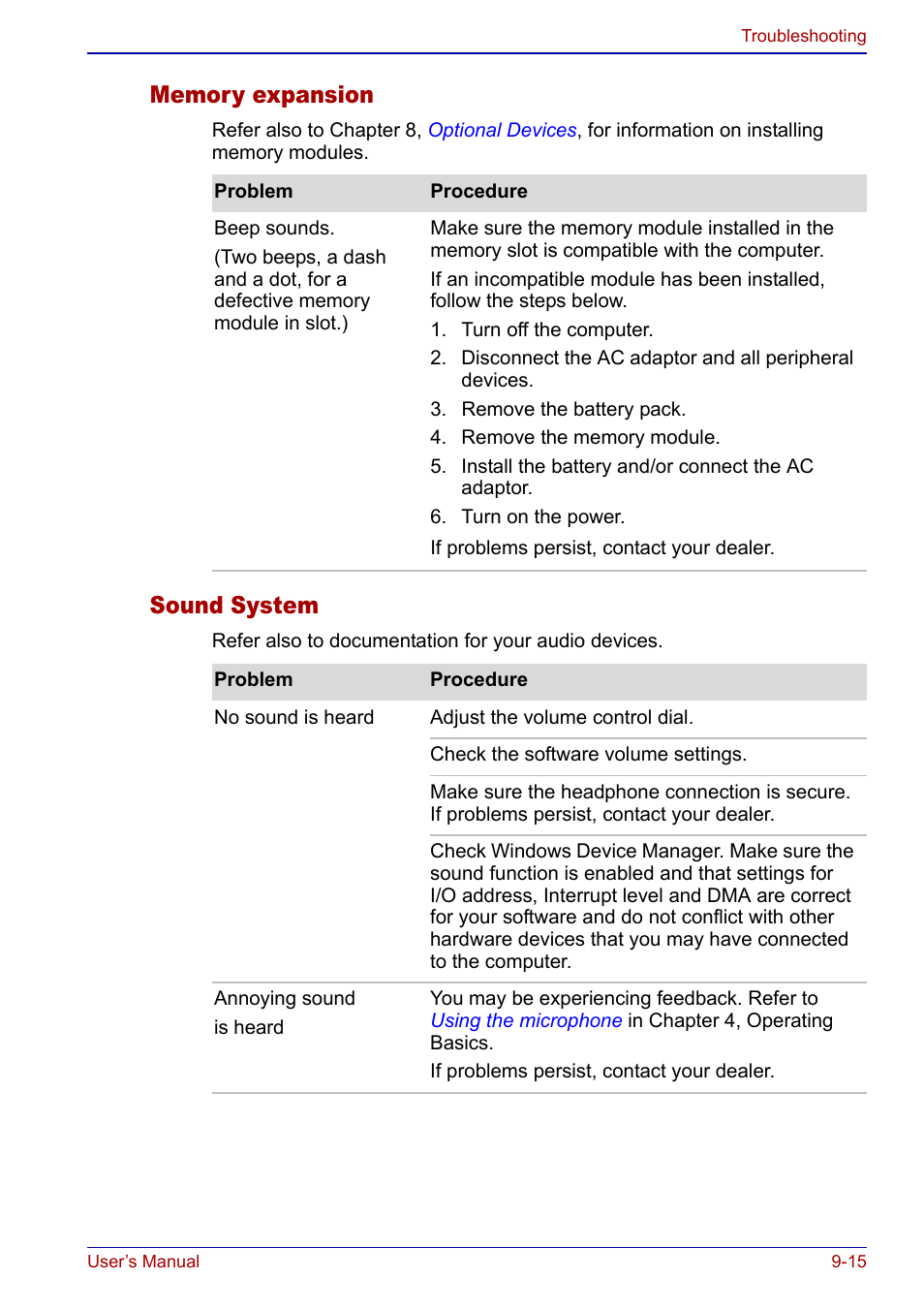 Sound system | Toshiba Portege S100 User Manual | Page 165 / 216